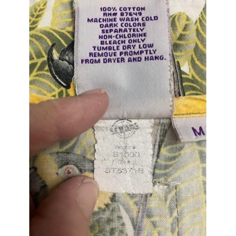 S.C.R.U.B.S. Womens Parrot Tropical Print Scrub Top V-Neck Cotton Green Yellow M - Picture 7 of 7